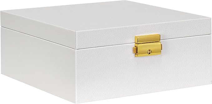 Prestige & Fancy 2 Layer Woman Jewelry Box, Jewelry Organizer For Woman, Men & Girls Large Case 8.5x7.5x3.3in | PU Leather Black Jewelry Gift Storage Boxes For Ring, Necklace & Bracelet With Lock