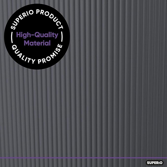 Superio Ribbed Collection - Decorative Plastic Laundry Basket & Laundry Hamper with Lid and Cut-Out Handles, Grey (Set of 2) Organzier for Bedroom Bathroom College Dorm Room