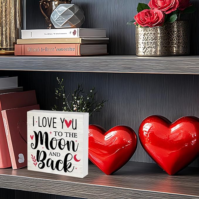 I Love You to the Moon And Back Valentines Decorations for the Home Valentine Theme Decor Valentine Day Gifts for Him Her Valentines Day Table Decor 5 x 5 inches