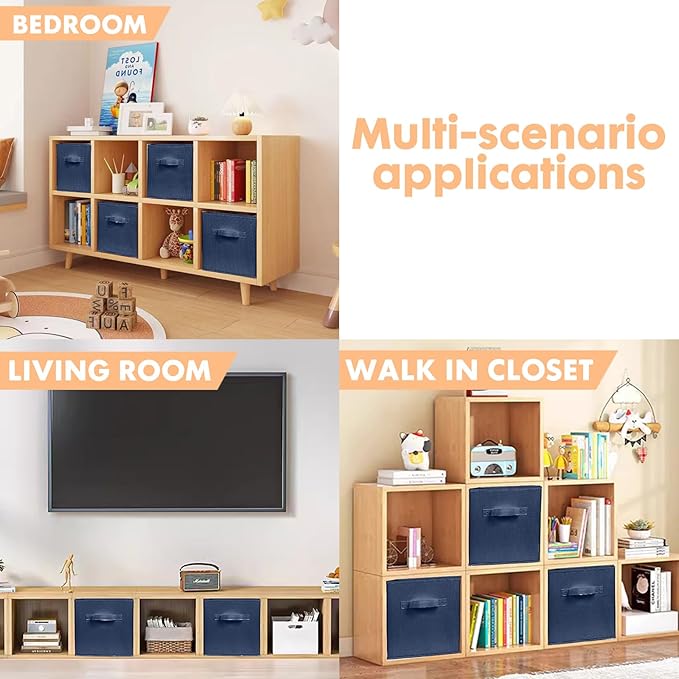 ShellKingdom Storage Bins, Foldable Fabric Storage Cubes And Cloth Organizer Drawer For Closet And Toys, 2 Pack (Dark Blue)