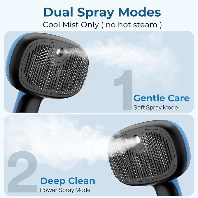 Pecute Self-Cleaning Pet Steam Brush Blue