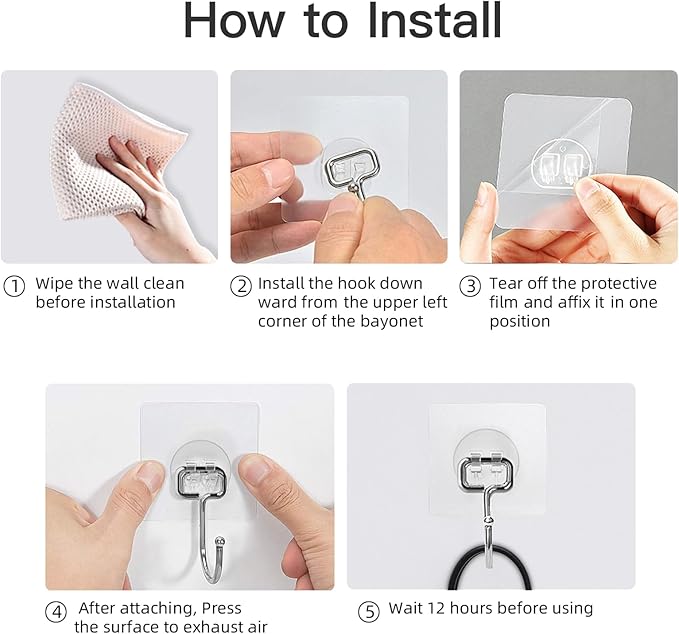 20 Pack Large Adhesive Hooks for Hanging Heavy Duty 44 lb(Max), Self Adhesive Sticky Hooks Waterproof Stainless Steel Wall Hook for Home Bathroom Shower Kitchen Outdoor Utility Hooks