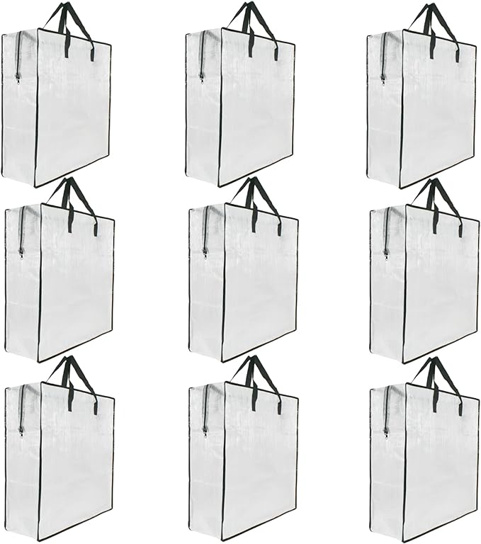 9 Pack Clear Storage Bags with Zipper and Handles, Blanket Bags For Closet Storage, Moving and Packing Supplies for College, Underbed Storage Organizer for Clothes Pillow Bedding Christmas Wreath