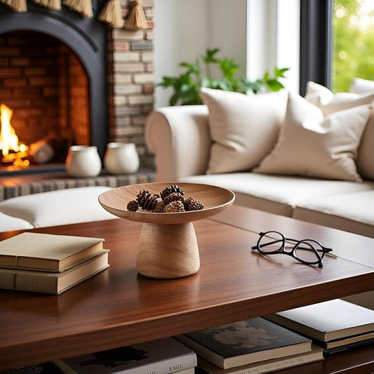 Braxio Decorative Bowl for Coffee Table Decor - Catch All Key Bowl for Entryway Centerpiece Fruit Tray with Wood-Like Finish Living Room Housewarming Gifts 8.5 x 8.5 x 4.8 Inch