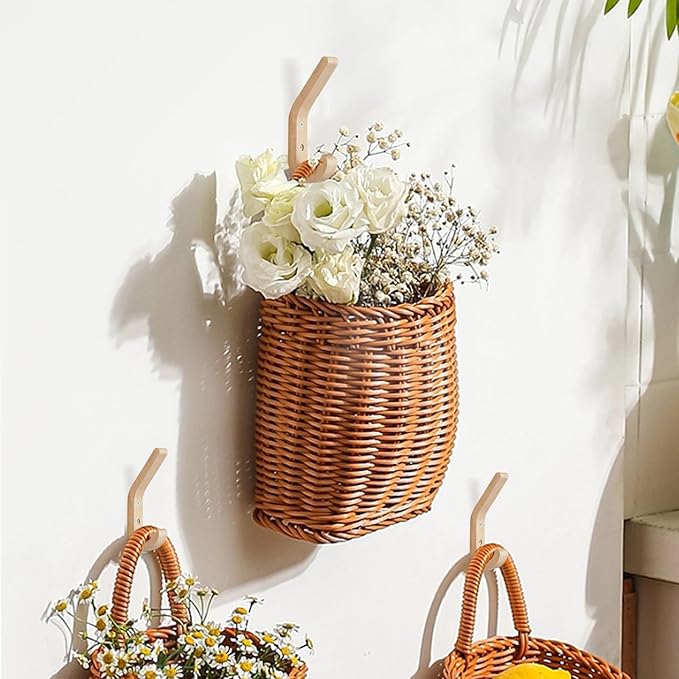 Natural Wood Wall Hooks,4 Pack Wall Mounted Wooden Coat Hooks,Modern Decorative Wooden Peg Hook for Entrance Wall,Heavy Duty Bag Hanger Hooks for Hanging Coats,Key,Towels,Purse(Oak Wood)