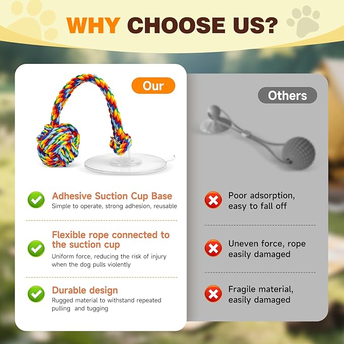 Interactive Suction Cup Tug Dog Toy for Small Dogs,Cotton Tug Rope,Puppy Teething Toy,Indestructible Chew Toy for Aggressive Chewers,Puzzle Enrichment Toy to Keep Dogs Busy