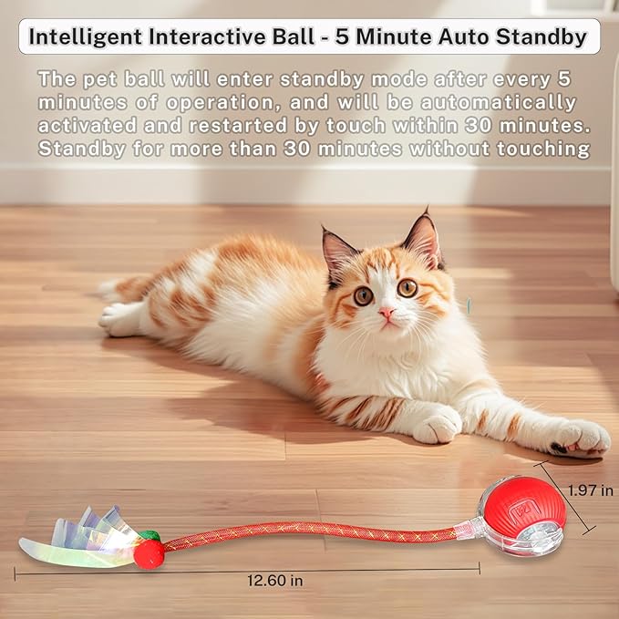 New Upgraded Cat Ball Toy - Speedy Tail 3.0 Cat Toy, Interactive Cat Toy Ball, Stimulating Toys and Juguetes para Gatos, Cat Toys for Bored Indoor（Sound Switchable） (Green)