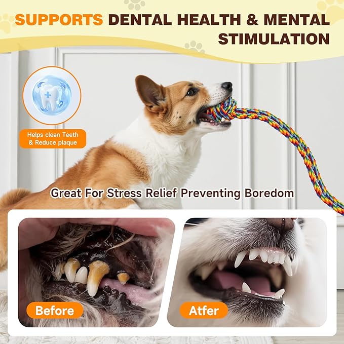 Interactive Suction Cup Tug Dog Toy for Small Dogs,Cotton Tug Rope,Puppy Teething Toy,Indestructible Chew Toy for Aggressive Chewers,Puzzle Enrichment Toy to Keep Dogs Busy