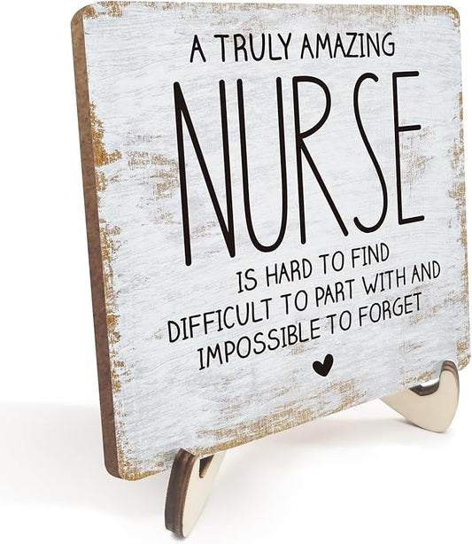 Decorative Desk Decor Motivational Nurse Gifts Positive Thank You Gifts Appreciation Plaque with Wooden Stand Inspirational Wood Sign for Nurse Women Coworker Home Office Table Bookshelf