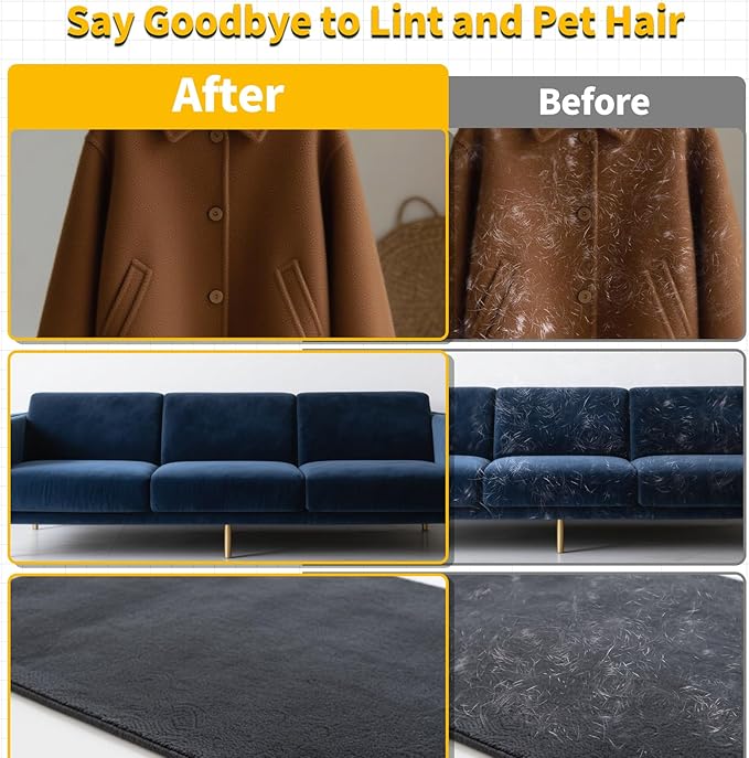 2PCS Pet Hair Removal Glove for Dogs & Cats, Newly Upgraded Reusable Electrostatic Pet Hair Gloves, Pet Hair Remover Tool for Clothing, Couch, Bed, Carpet, Car Seat