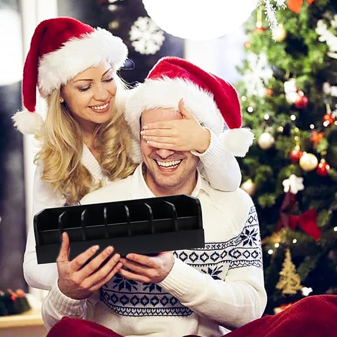 GTI Belt Organizer, 7 Compartments Belt Organizer for Closet and Drawer, Bamboo Display Case for Tie and Belt, Belt Storage Organizer for Men Women (Black)