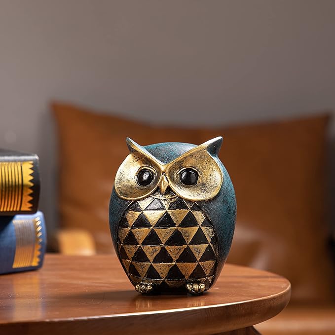 Leekung Owl Statue Home Decor - Owl Figurines for Bookshelf, Bedroom, Living Room, Office & TV Stand Decorations - Animal Sculptures Gift for Bird Lovers