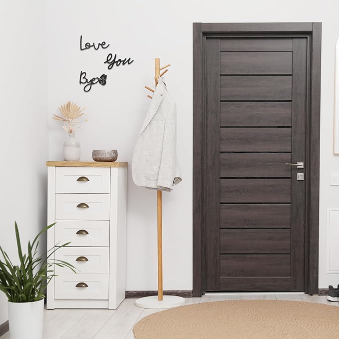 21.6" Love You Bye Wood Sign, Above Door Home Wall Boho Decor Plaque, Black Modern Simplicity Decoration for Front Door Entryway Living Room Aesthetic, Show Your Love and Warm for Your Family (Butterfly)