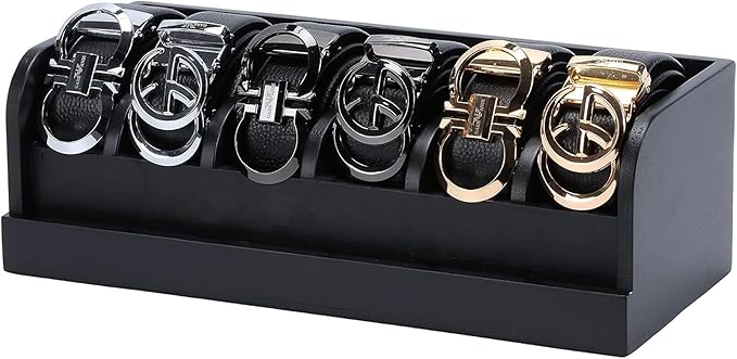 MinBoo Bamboo Belt Organizer Box,6 Grids Belt Rack for Closet and Drawer, Belt Storage Organizer and Displayer for Men Women
