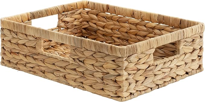 StorageWorks Pantry Baskets, Wicker Storage Baskets for Organizing, Shelves, Pantry Organizers and Storage, Water Hyacinth, 15½"L x 11¾"W x 4 ¾"H