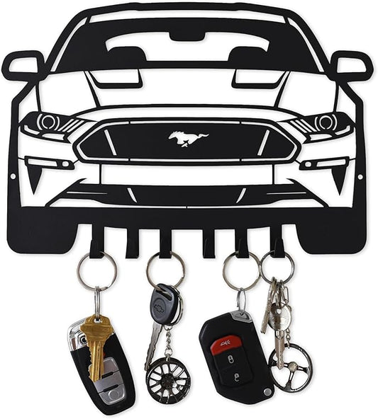 MOOH Metal Automotive Key Holder with 6 Hooks - Unique Wall Mounted Car Lovers Gifts for Men & Women - Cool Man Cave Decor