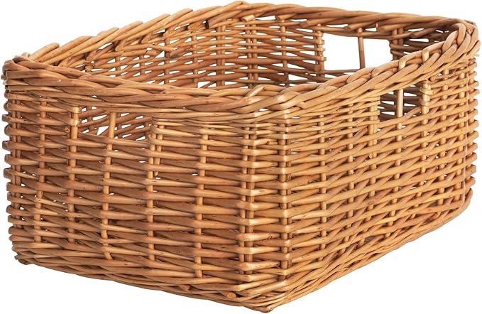 StorageWorks Pantry Baskets, Willow Storage Baskets for Organizing, Shelves, Pantry Organizers and Storage, Light Brown, 16 ½"L x 13"W x 7 ½"H