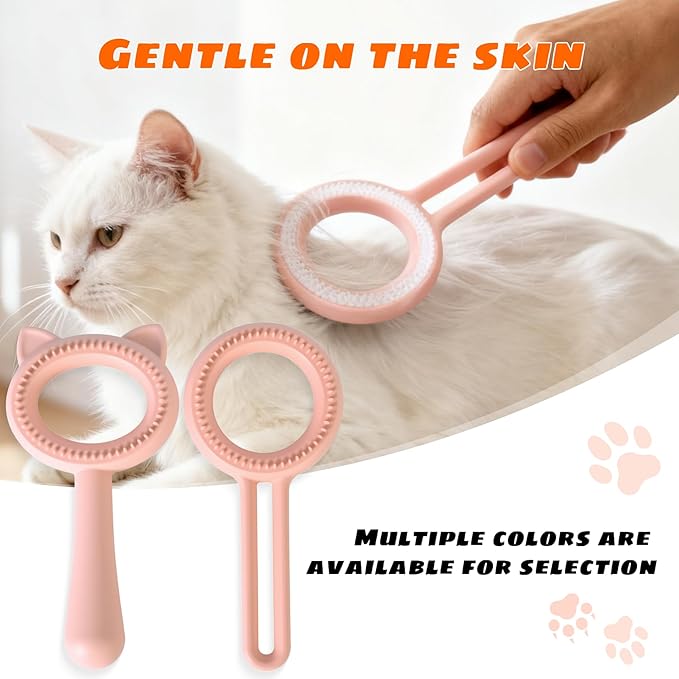 2pcs pink) Cat Brushes for Indoor Cats Shedding, Brush for Long or Short Haired Cats, Grooming Brush Comb for Kitten Rabbit Massage Removes Loose Fur