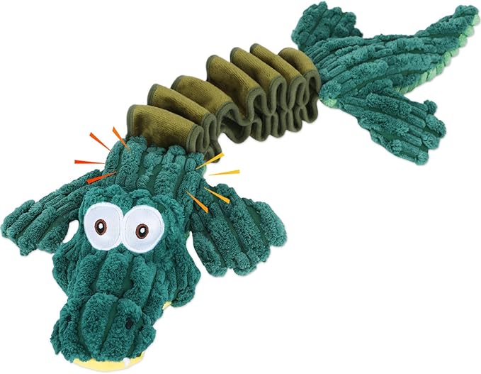 Squeaky Dog Toys for Large Dogs, Cute Puppy Toys, Plush Stuffed Pet Dog Toys with Crinkle Paper, Interactive Tug of War Dog Toys to Keep Them Busy for Small Medium Big Dogs, Green