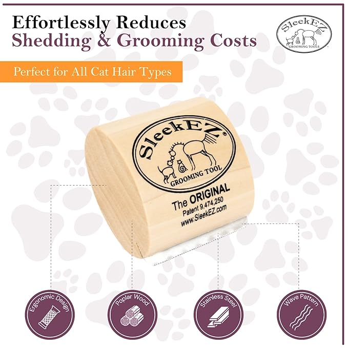 SleekEZ Cat Brush for Shedding & Cat Brushes for Indoor Cats | Pet Brush for Cats | Grooming Tool | Works for Short & Long Haired Pets | Great for All Fur Types | Made in USA | 2.5 inch