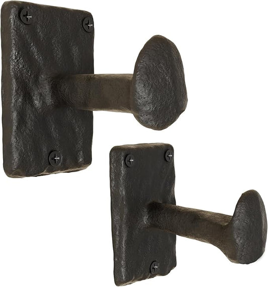 Rustic State Motris Wall Mount Cast Iron Hooks Coat Towel Bag Hat Hanger Multiuse Entryway Railroad Spike Rack Black Set of 2