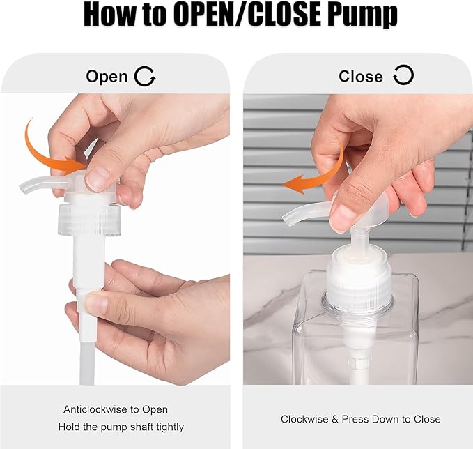 Pump Bottle, Refillable Plastic Empty Lotion Soap Dispenser Liquid Container for Bathroom Shampoo and Body Wash, 8.5oz/250ml Amber 2 Pack