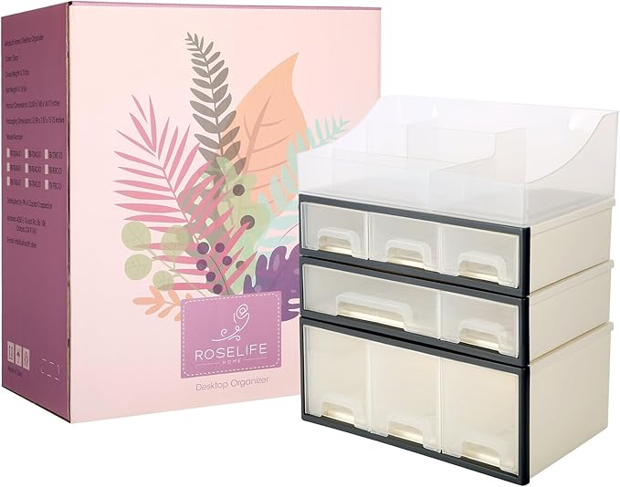 Cosmetic Storage Box - Makeup & Drug Organizer, 4-Piece 8-Drawer, 5-Slot, Transparent