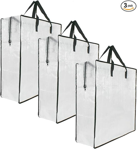 3 Pack Clear Storage Bags with Zipper and Handles, Blanket Bags For Closet Storage, Moving and Packing Supplies for College, Underbed Storage Organizer for Clothes Pillow Bedding Christmas Wreath