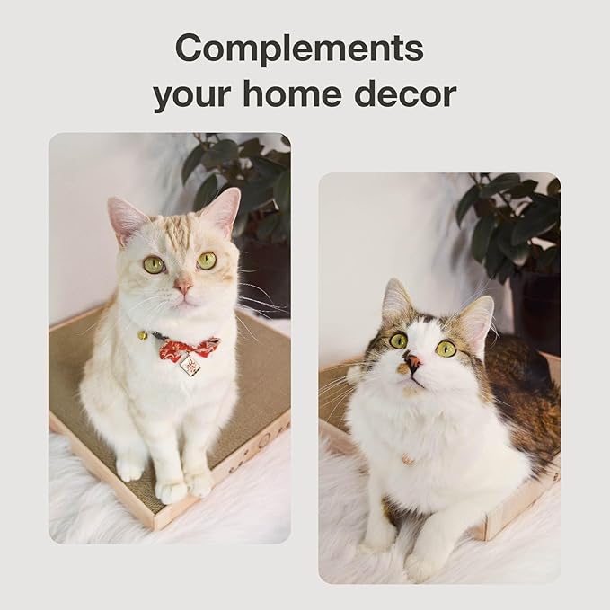 Necoichi Cardboard Cat Scratcher Bed for Indoor Cats - Cat Scratching Board (18" King, a.Oak Lounge)