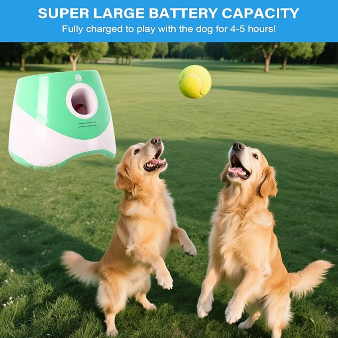 Automatic Ball Launcher for Dogs: 2" Mini Tennis Ball Thrower with 3 Distance Settings,Interactive Puppy Pet Ball Indoor Thrower Fetch Machine for Small to Medium Dogs,Green