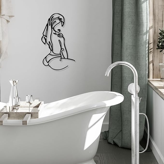 Photect 3 Pcs Metal Wall Art Decor Minimalist Abstract Woman Wall Art Metal Modern Line Drawing Decor Female Single Line Home Hanging for Bedroom Bathroom Living Room Christmas Housewarming(Romantic)