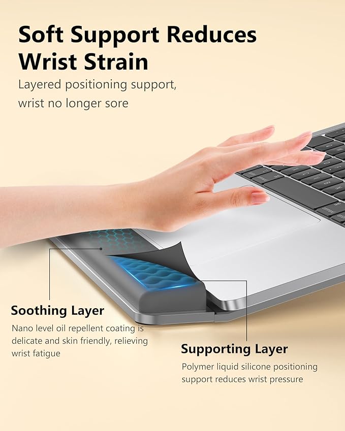 NTMY Laptop Stand for Desk with Wrist Protection Pad, Aluminum Laptop Riser Computer Stand for Laptop, Ergonomic Laptop Stand for MacBook/HP/Dell/Acer/Lenovo 10-17.3'' (Grey)