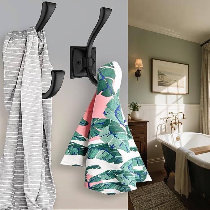 8 Pack Antique Black Coat Hooks for Wall Hanging Hat, Key, Bag, Robe, Towel, Mudroom Entrance Bathroom Door Decorative Heavy Duty Hats Hook