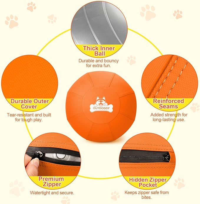 Herding Ball for Dogs 22 Inch - Dual-Layer Durable Herding Ball for Australian Shepherds, Border Collies & Cattle Dogs | Outdoor Herding Toy for Medium/Large Dogs - Backyard Training and Play-Orange