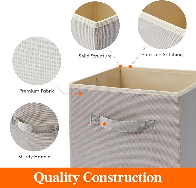 Lifewit 16 Packs Storage Cubes, 11 Inch Cube Storage Bins, Foldable Decorative Fabric Storage Baskets for Organizing Home Organizers with Handles for Shelves, Closet, Light Gray
