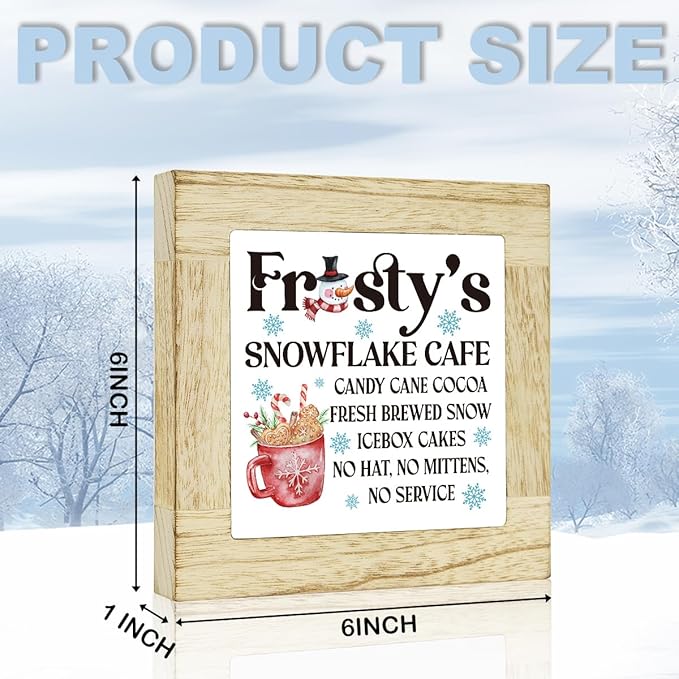 Winter Hot Cocoa Bar Sign Coffee Bar Christmas Decor for Table Winter Decorations for Home Office 6 x 6 inches