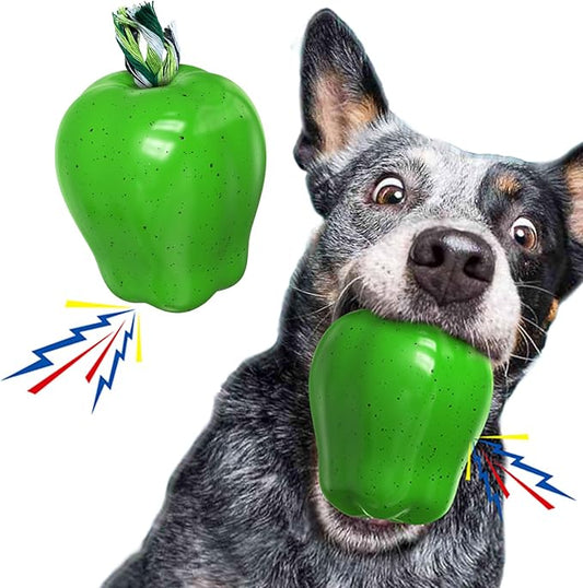 Large Size Green Apple Squeaky Dog Toy for Medium/Large Dogs Breed Aggressive Chewers Durable Bouncy Squeak Ball Christmas & New Year Gift