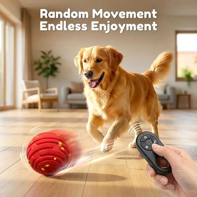 Interactive Dog Toys with Remote Control, Smart Interactive Dog Ball with 3 Modes, Auto-Moving&Bouncing, High-Resilience&Chew Resistant E-TPU Dog Ball, IPX6 Waterproof, Rolling Ball Dogs