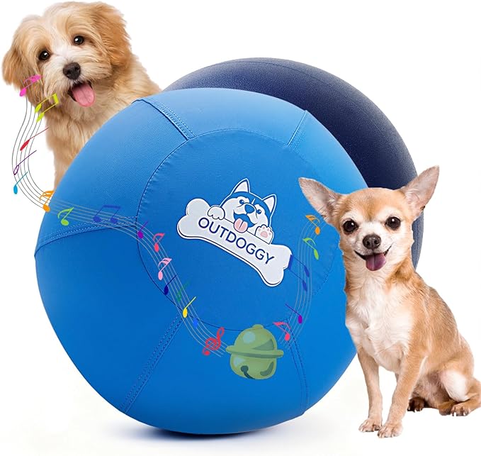 Herding Ball for Dogs 10Inch - Durable Dual-Layer Herding Ball with Built-in Bell for Small Breeds, Puppies, Corgis & Mini Aussies | Indoor & Outdoor Play - Blue