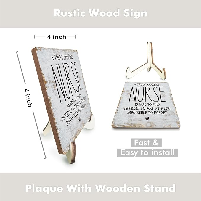Decorative Desk Decor Motivational Nurse Gifts Positive Thank You Gifts Appreciation Plaque with Wooden Stand Inspirational Wood Sign for Nurse Women Coworker Home Office Table Bookshelf