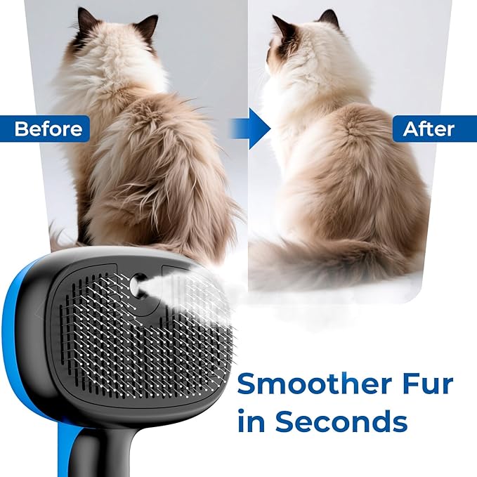Pecute Self-Cleaning Pet Steam Brush Blue