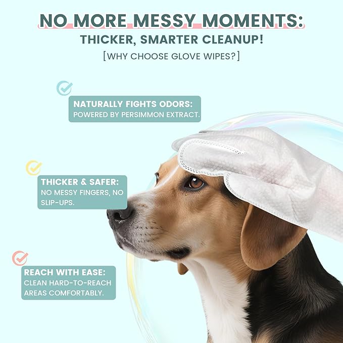 100 PCS Pet Glove Wipes for Paws and Butt Large Puppy Wipes for Dogs Face and Body Dog Wipes Cleaning Deodorizing Cat Wipes Cleaning Fur and Butt Doggie Wipes Doggy Wipes Bum Dog Ear Wipes