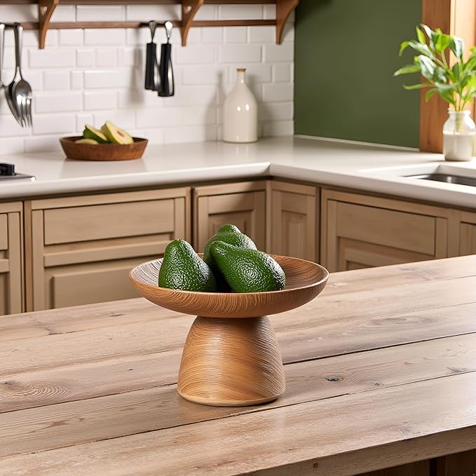 Braxio Decorative Bowl for Coffee Table Decor - Catch All Key Bowl for Entryway Centerpiece Fruit Tray with Wood-Like Finish Living Room Housewarming Gifts 8.5 x 8.5 x 4.8 Inch