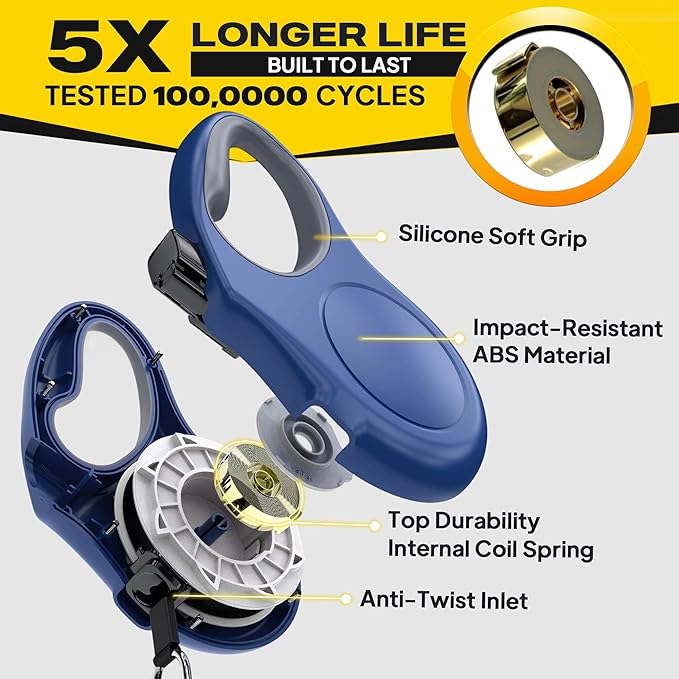 Fida Retractable Dog Leash, 16ft Heavy Duty Pet Walking Leash for Small Dog or Cat up to 26 lbs, Tangle Free. One-Hand Brake (Small,Navy Blue)