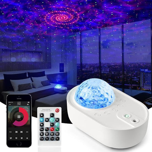 Star Projector 3 in 1 Galaxy Night Light Projector with White Noise and Bluetooth Speaker for Home Bedroom Decor, Remote Control, Christmas Birthday Gifts for Kids Women Man - White