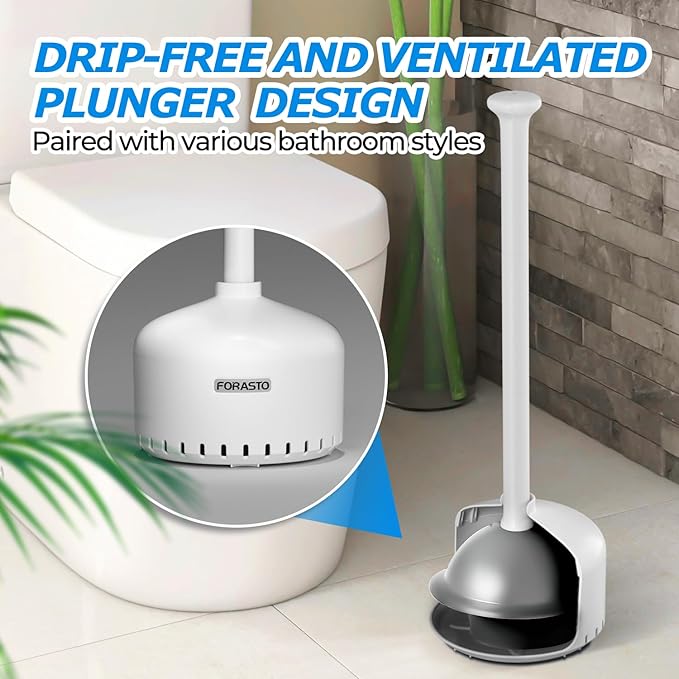 2Pack Toilet Plunger with Holder，Plungers for Bathroom with Holder, Toilet Plunger with Cover，Bathroom Plunger，Bathroom Decor，Toilet Bowl Cleaners,Bathroom Accessories，White(19inch)