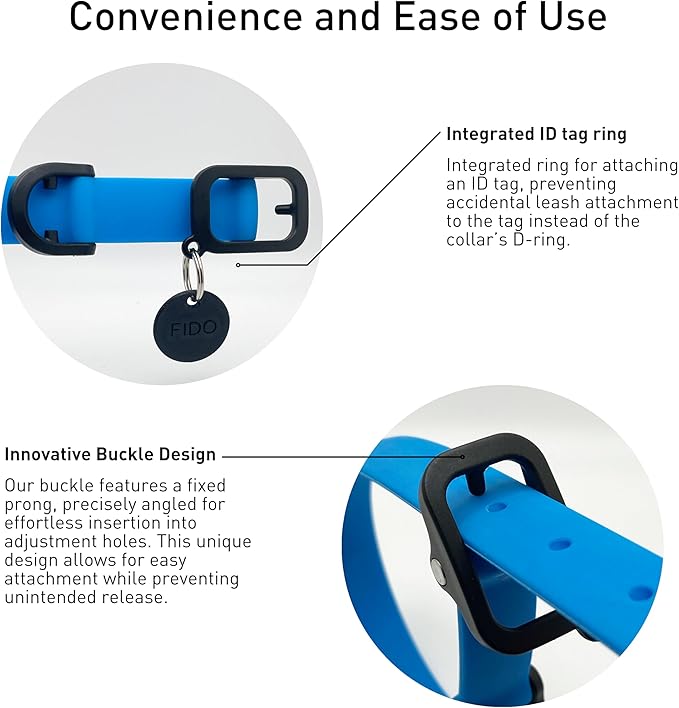 Waterproof Dog Collar - Durable, Comfortable and Adjustable Outdoor Dog Collar with Wear Resistant Buckle and ID Tag Ring for Puppies and XSmall Dogs by Nuvuq (Blue, XSmall)