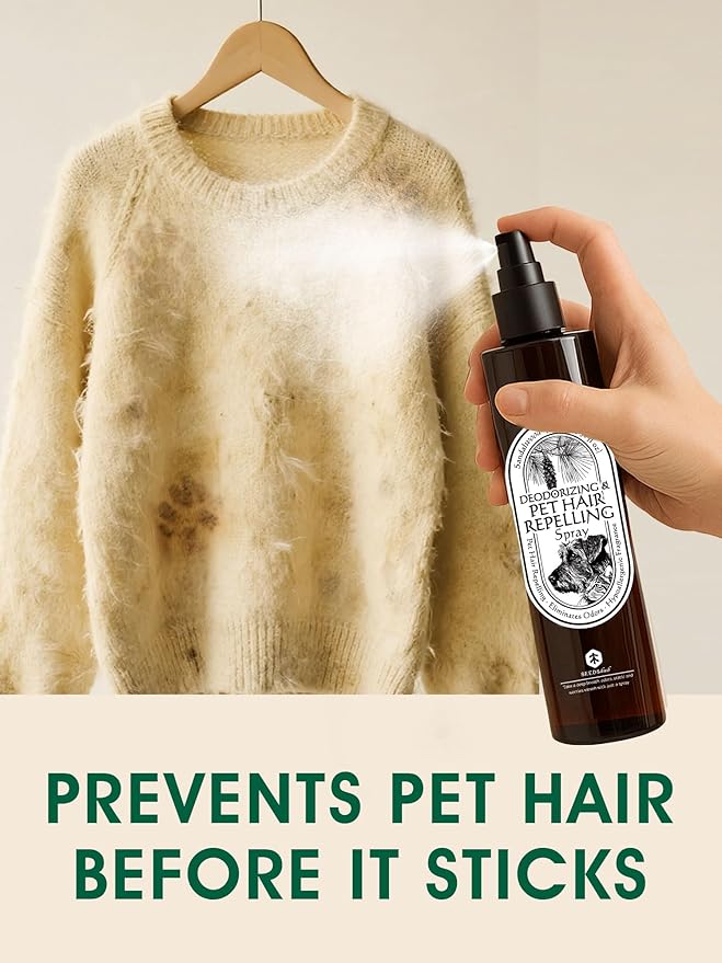 4-in-1 Pet Hair Remover & Odor Neutralizer Spray, Anti Static Wrinkle Release, Plant Based Enzymes, Safe for Pets, Fabrics & Furniture, Refresh Pine Nut Scent, 13.52 fl oz, 2 Full Size Pack