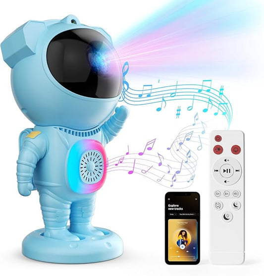 Astronaut Galaxy Projector,Space Projector,with Bluetooth Speaker and Remote Control,360° Adjustable Angle,Spaceman Star Kids Night Light, for Bedroom Ceiling Adult Birthday(Blue)