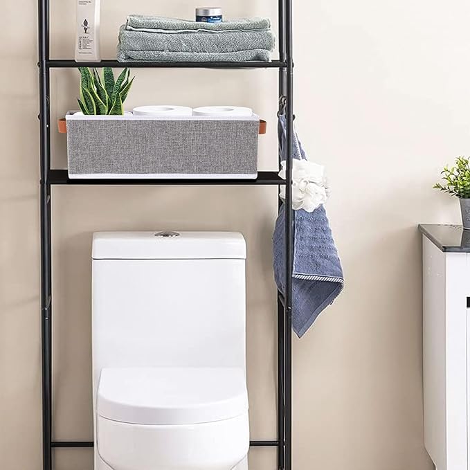 Fabric Storage Cubes 1-Pack, Foldable Open Clothes Boxes, 15 x 6 x 5 Inch Organizer Bins with Double Handles, Closet Basket Containers, Gray